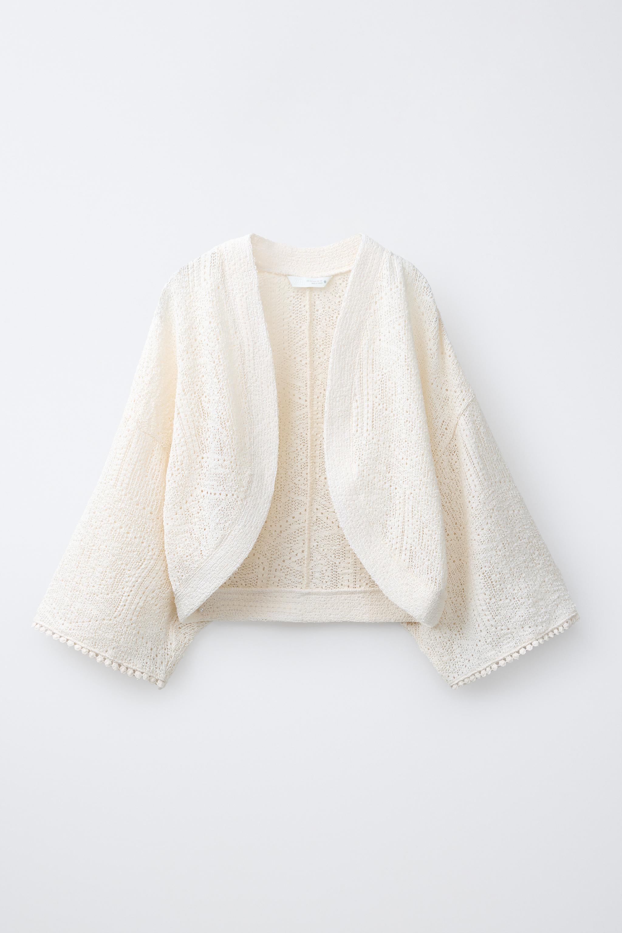 SHORT OPENWORK KNIT KAFTAN